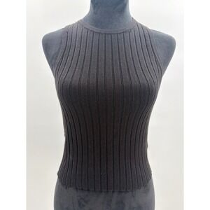 H&M Divided Womens Small Black Ribbed Knit Sleeveless Crew Neck Tank Top 0994509